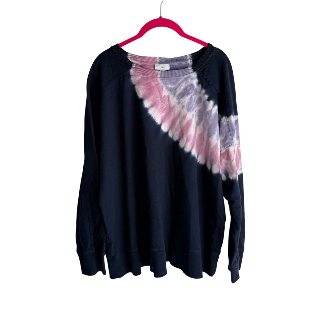 J.JILL FIT Navy Tie-Dye Ladies Casual Athleisure Sweatshirt, LT
